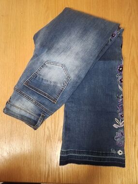 Women’s Blue Embroidered Denim Jeans